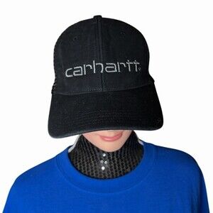 Carhartt Trucker Cap Unisex One Size Black Mesh Back Snapback Script